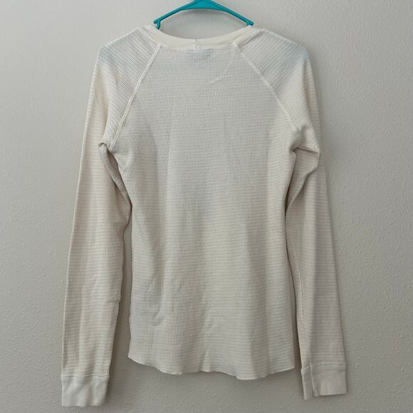 Vintage Athleta Thermal Long Sleeve Shirt White Black Graphic Print L - Picture 7 of 11